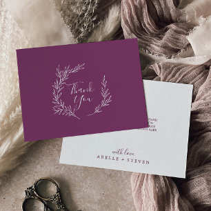 Feuille minimale   Berry Purple Carte de remerciem