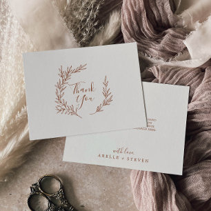Feuille minimale Boho Cream Flat Carte de remerc