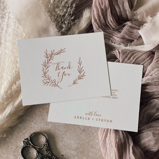 Feuille minimale | Boho Cream Flat Carte de remerc