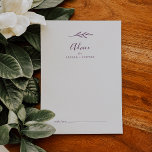 Feuille minimale | Carte de conseil Mariage d'aube<br><div class="desc">Cette carte de conseil mariage minimale pour aubergines foliaires est parfaite pour un mariage boho et peut être utilisée pour n'importe quel événement. Le design se compose d'une simple silhouette de feuilles de verdure, dans une couleur violet foncé romantique avec un style bohème minimaliste de jardin. Ces cartes de conseil...</div>