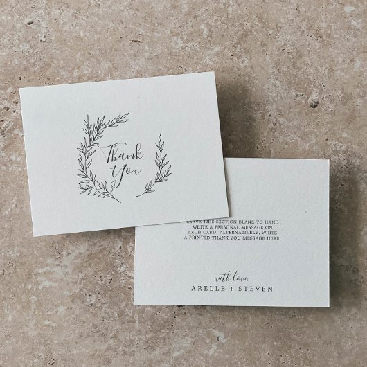 Feuille minimale | Carte de remerciements gris fon