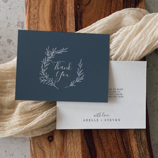 Feuille minimale | Carte de remerciements plat ble