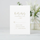 Feuille minimale | Carte Gold Simple RSVP (Debout devant)