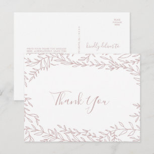 Feuille minimale Carte postale Merci rose
