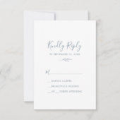 Feuille minimale | Carte RSVP simple Dusty Blue (Devant)