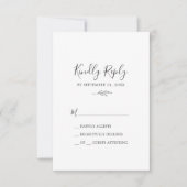 Feuille minimale | Carte RSVP simple gris foncé (Devant)