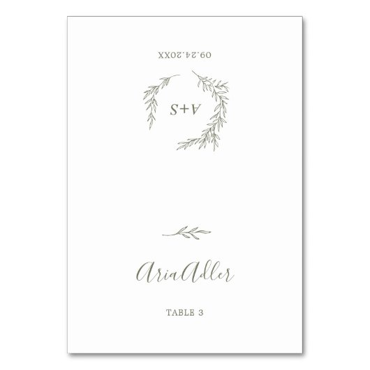 Feuille minimale | Cartes de Mariage vert olive (Par défaut)