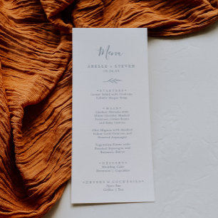 Feuille minimale   Dusty Blue Mariage Dinner Menu