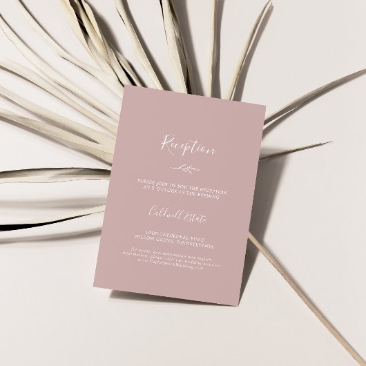Feuille minimale | Dusty Rose Réception Carte de b