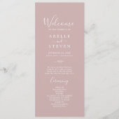 Feuille minimale | Dusty Rose Wedding Programme (Devant)