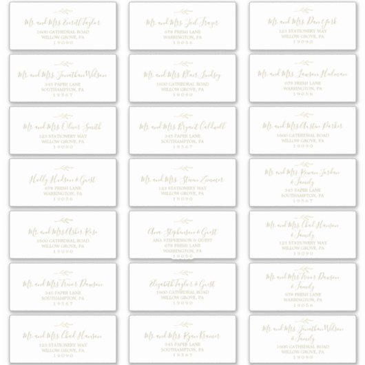 Feuille minimale | Étiquettes de adresse d'invité  (Devant)