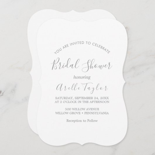Feuille minimale | Invitation à la douche nuptiale (Devant / Derrière)