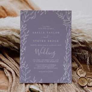 Feuille minimale   Lavande Faire-part de mariage