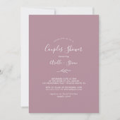 Feuille minimale | Mauve Couples Douche Invitation (Devant)