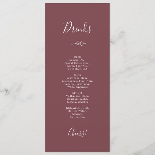 Feuille minimale | Menu Dîner et Boissons Bourgogn (Dos)