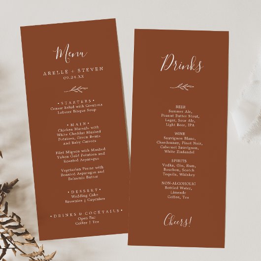 Feuille minimale | Menu Dîner et Boissons en terre