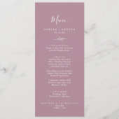 Feuille minimale | Menu du dîner Mariage Mauve (Devant)