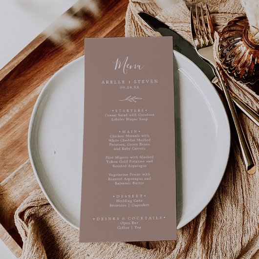 Feuille minimale | Menu du dîner Mariage neutre