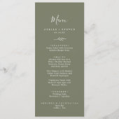 Feuille minimale | Menu du dîner Mariage vert oliv (Devant)