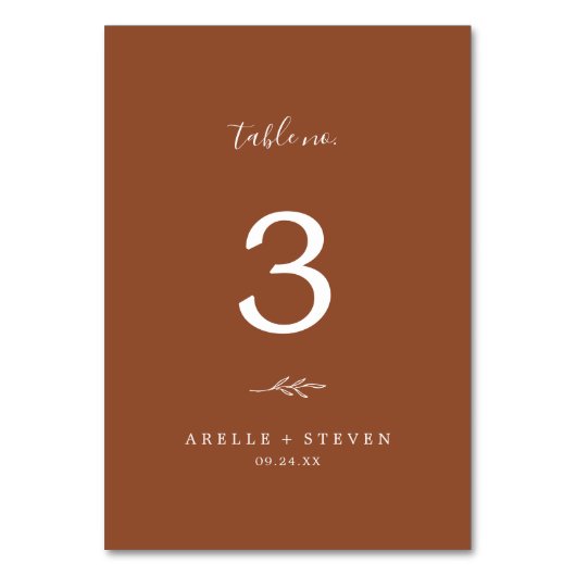 Feuille minimale | Numéro de table du Mariage en t (Dos)