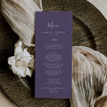 Feuille minimale | Plum Purple Mariage Menu Dîner<br><div class="desc">Cette carte de menu pour dîner mariage de prune de feuille minimale est parfaite pour un mariage de sauce. Le design des tons de bijoux est composé d'une simple silhouette de feuilles verdoyantes dans un violet bleu foncé violet avec un style boho minimaliste. Ce menu peut être utilisé pour une...</div>