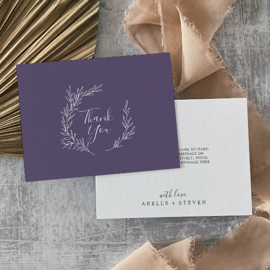 Feuille minimale | Plum violet Carte de remercieme