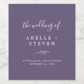 Feuille minimale | Plum violet Mariage Étiquette à (Étiquettes simples)