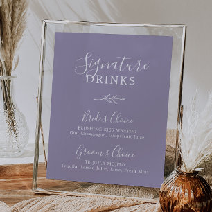 Feuille minimale   Poster des boissons Lavender Si