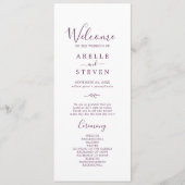 Feuille minimale | Programme de mariage d'aubergin (Devant)