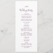 Feuille minimale | Programme de mariage d'aubergin (Dos)