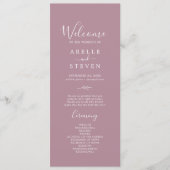Feuille minimale | Programme de mariage mauve (Devant)