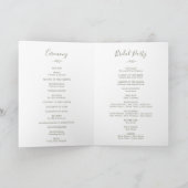 Feuille minimale | Programme de mariage plié vert  (Intérieur)