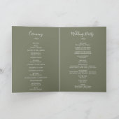 Feuille minimale | Programme de mariage plié vert  (Intérieur)