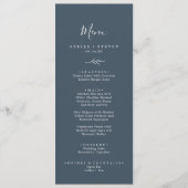 Feuille minimale | Slate Blue Mariage Dinner Menu (Devant)