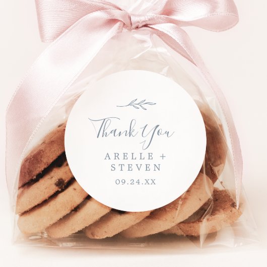 Feuille minimale | Sticker Merci bleu Dusty Favori