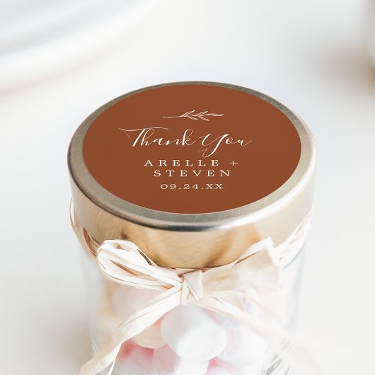 Feuille minimale | Sticker Merci en terre cuite Fa