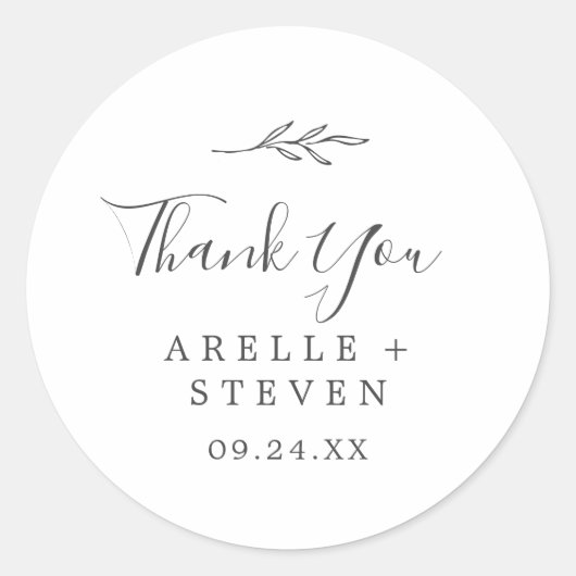 Feuille minimale | Sticker Merci gris foncé Favori (Devant)