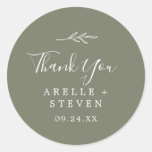 Feuille minimale | Sticker Merci vert foncé Favori (Devant)