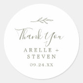 Feuille minimale | Sticker Merci vert olive Favori (Devant)