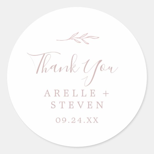 Feuille minimale | Sticker préféré en Merci rose v (Devant)