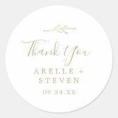 Feuille minimale | Sticker préféré Merci or (Devant)