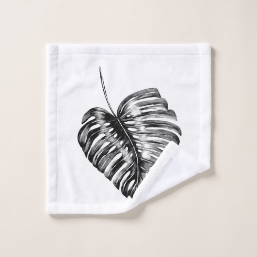 Feuille Monstère noire et blanche (Gant de toilette)