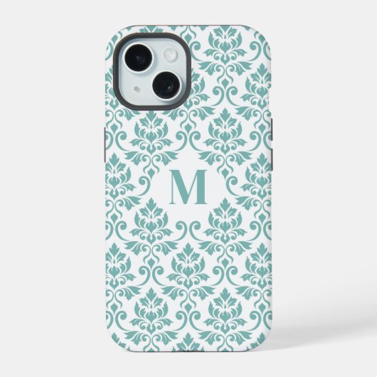 Feuille Motif Damask Sarcelle (Sur mesure) (Verso)
