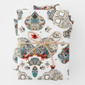 Feuille motif de crâne de sucre Jeu de 3 (En situation)