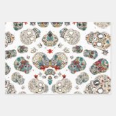 Feuille motif de crâne de sucre Jeu de 3 (Devant)