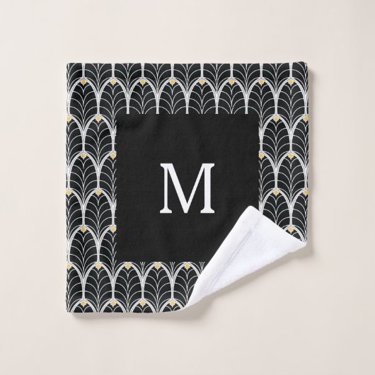 feuille noir et blanc d'art déco des années 1920 (Gant de toilette)