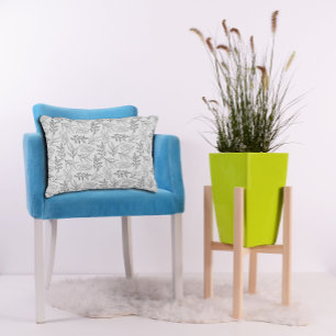 Feuille noir motif gris doux Accent Coussin