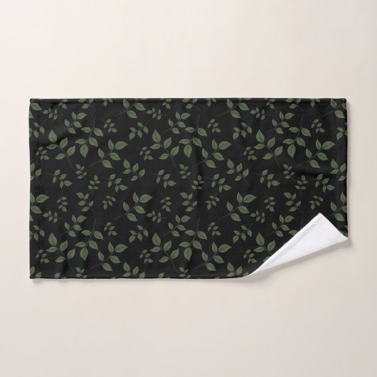 Feuille noir vert motif (Serviette à main)