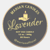 feuille noire et or Bougie Étiquette (Devant)