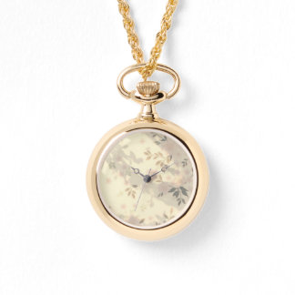 Feuille, ombres et petite fleur Montre de collier